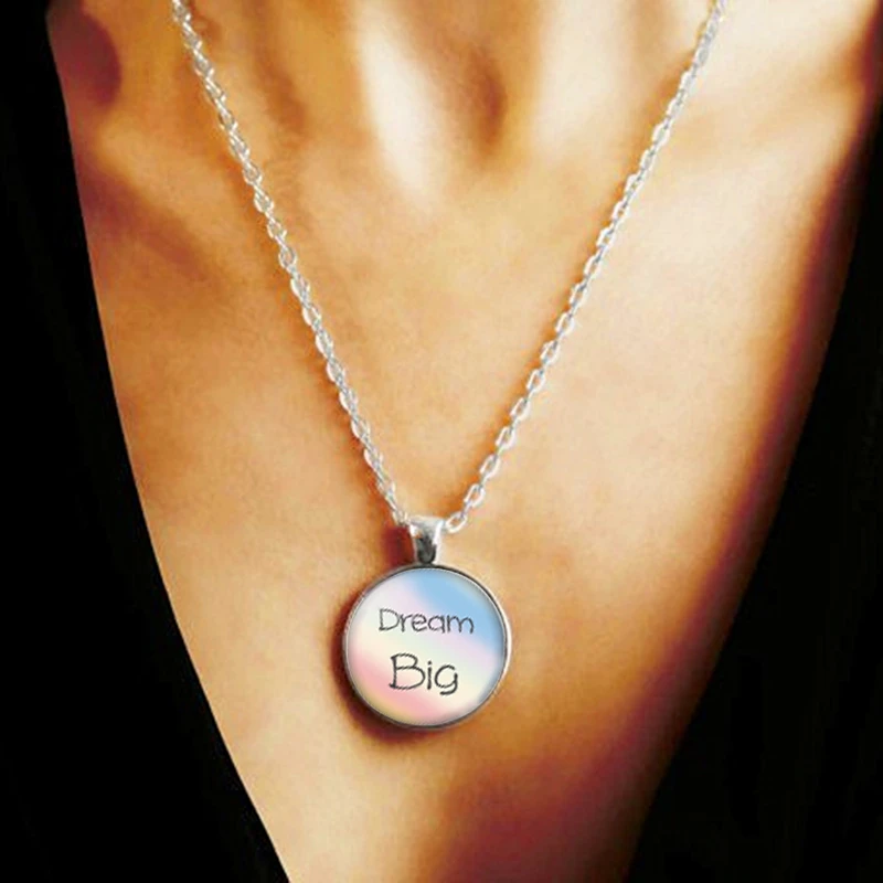 4 шт. вдохновляющий ювелирный набор мечты цитаты ожерелье с фото кулон браслет