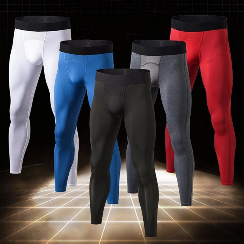 

Men Quick Dry Leggings Elastic Compression Joggers Gym Fitness Pants Mesh Skinny Bodybuilding Tights Bottoms Trousers
