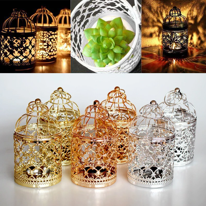 Винтажная полая свеча держатель Европейский позолоченный подвесной фонарь