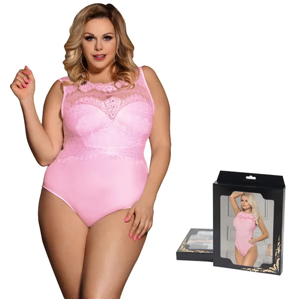 Pink Bodysuit Box Кружевное облегающее боди размера плюс, летний сексуальный женский комбинезон без рукавов, черный, белый, розовый, комбинезон для женщин RW80472 - Цвет: Pink Bodysuit Box