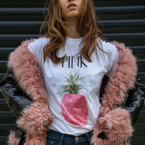 Весной 2017 новый Ручная роспись фрукты свежие время с коротким рукавом не то же