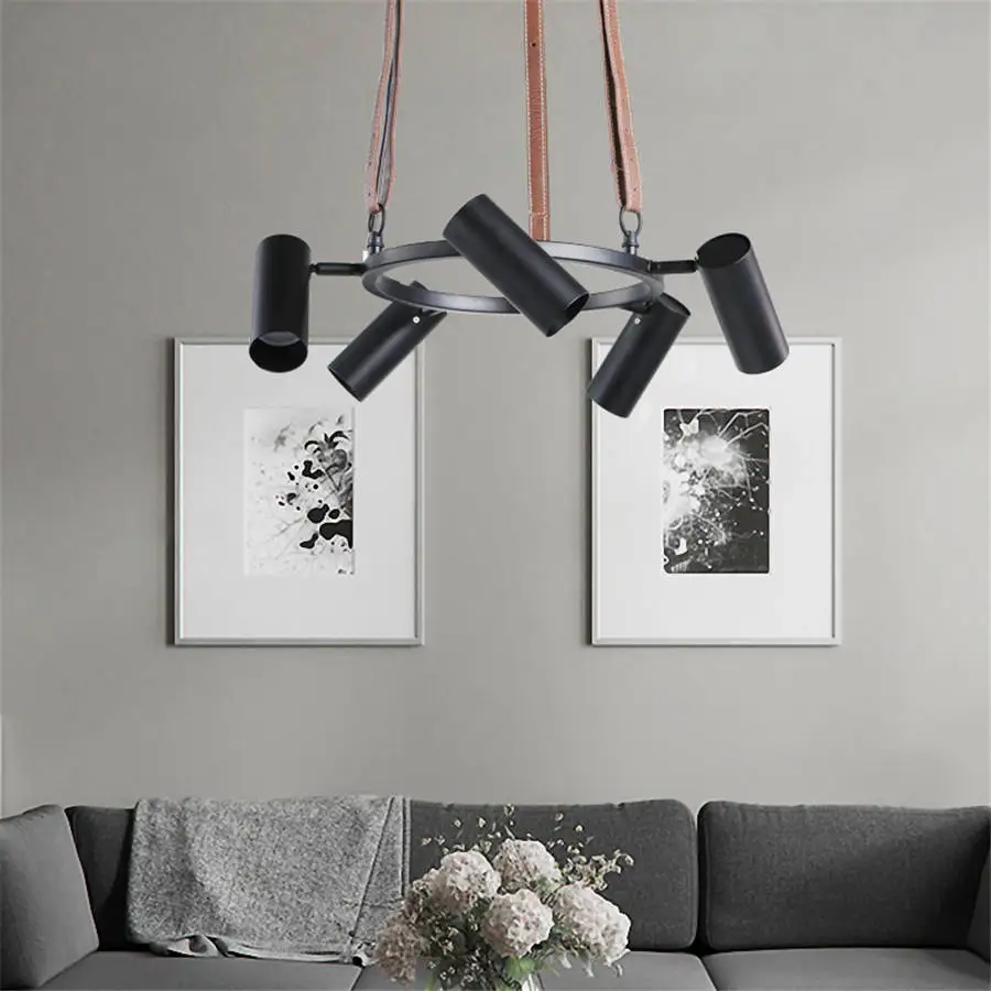 nordic modern rotation Leather suspender pendant lights for living room kitchen home deco hang lamp loft led spot light fixtures | Лампы и