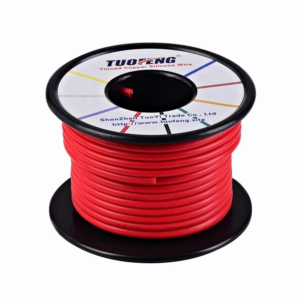 14awg провод, мягкий и гибкий силиконовый изолированный провод 66 футов [33 фута черный и 33 фута Красный] многожильный провод высокой температуры сопротивляться