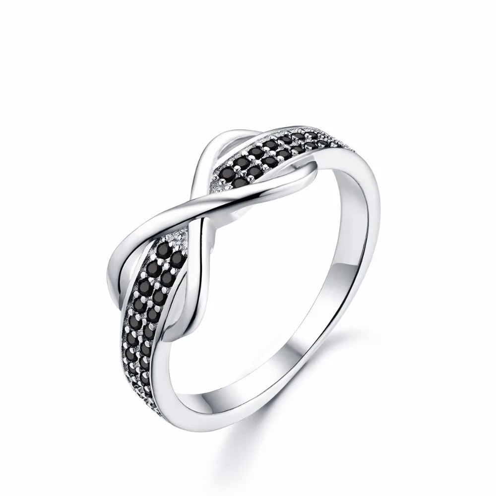 [Черный AWN] 925 пробы серебряные ювелирные изделия Модные обручение Bague для женщин Свадебные кольца C090