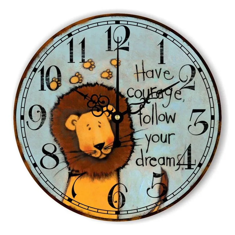 2018 Мультяшные животные лев тигр большая цифра большие настенные часы детская