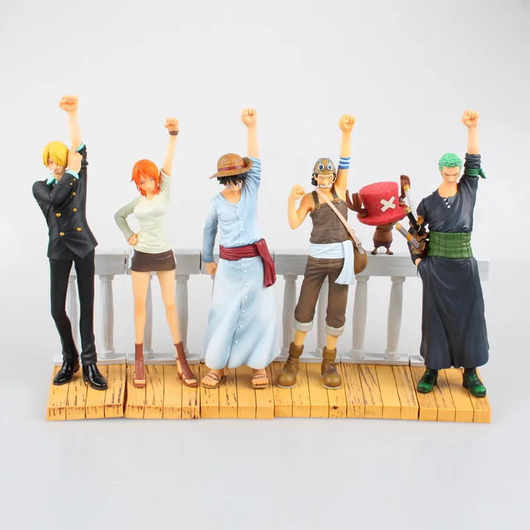 Аниме Одна деталь 6 шт./компл. драматический стенд 1st сезон Луффи Зоро Nami Usopp с изображениями героев мультфильмов, модная одежда измельчитель ПВХ статуэтки экшн коллекционные игрушки