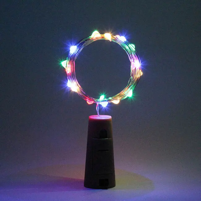 RGB 1 м 2 м светодиодный гирлянда из медной и серебряной проволоки, гирлянды для бутылок, сказочные огни, украшение для праздника, свадьбы, вечеринки - Испускаемый цвет: RGB