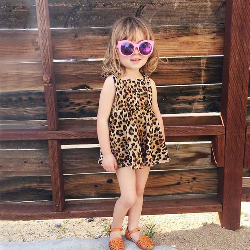 Welaken/Детские платья для девочек летнее леопардовое платье детская одежда малышей