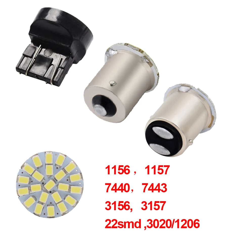 100 шт. 3020 1206 22 SMD светодиодные лампы 1156 BA15S 1157 BAY15D T20 3156 3157 7440 7443 автомобильный