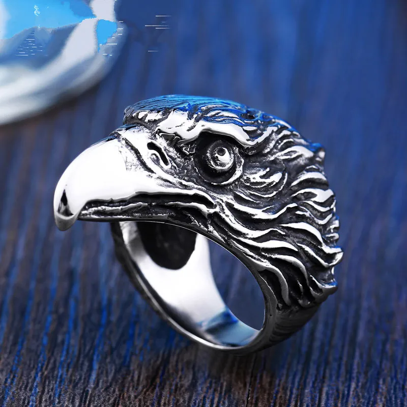 Мужское кольцо с черепом классическое в стиле панк головой орла|Кольца| |