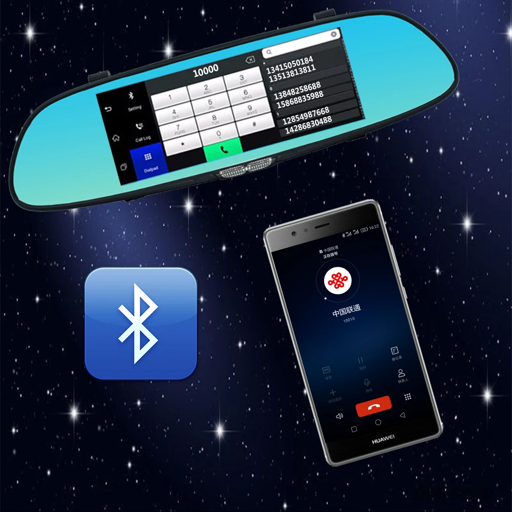 Новый 7 дюймов 3G автомобиля Камера DVR GPS Bluetooth Двойной объектив Зеркало заднего