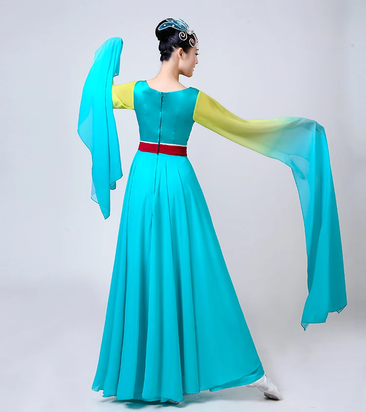 Китайский hanfu Женский танцевальный костюм воды рукава Танцы r древнекитайский Карнавальный Костюм rhinstones платье Одежда для сцены с вышивкой