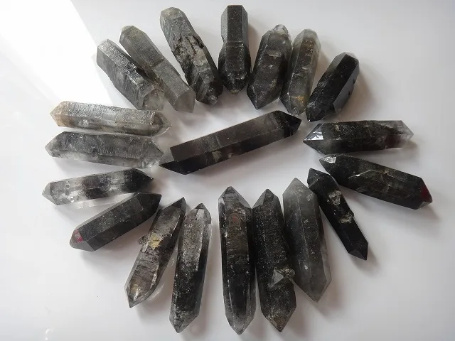 287 г 20 натуральный черный призрак кристалл кости двойной конец образцов|crystal