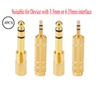 4 шт.компл. 3,5 мм до 6,5 мм 6,35 мм аудиоадаптер штырь-гнездо 6,5 6,35 штекер 3,5 стереоразъем