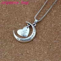 10pcs new antique silver silver plated crescent moon heart charm i love youto the moon and back necklace t 24