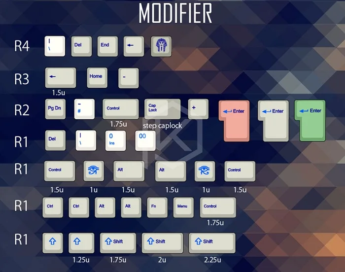 Egyptian Modifier x1 Египетский 9009 colorway Вишневый профиль краситель Sub Keycap набор Толстая PBT пластиковая клавиатура gh60 xd60 xd84 tada68 rs96 zz96 87 104 660 - Цвет: Egyptian Modifier x1
