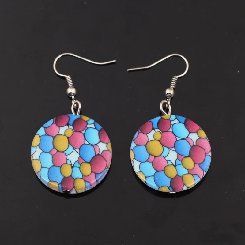 1 пара милых красочных узоров с модным принтом висячие серьги из акрила Новый