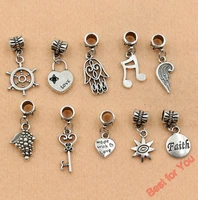 5pcs tibetan silver tone key lock sun hand wings heart beads european charms bracelet jewelry diy accessories findings