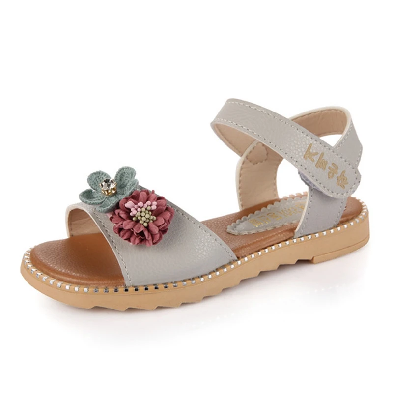 Детские сандалии для девочек; коллекция года; модная обувь принцессы для больших детей; пляжные сандалии с открытым носком в Корейском стиле; летняя обувь для девочек; Студенческая обувь на плоской подошве