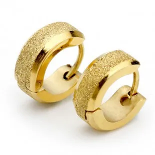 free shipping 316L Stainless Steel hip hop earrings fashion Punk mat-finish gold color jewelry wholesale | Украшения и аксессуары