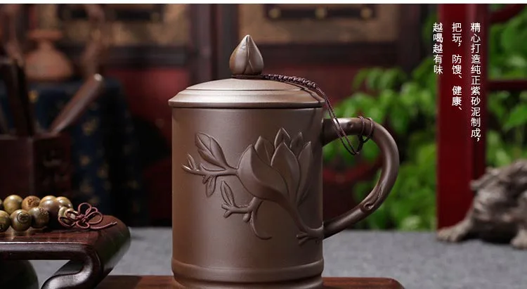 420 ml фиолетовая глина yixing Чай чашка с крышкой ручной работы Керамика чайный набор кунг-фу офис мастер Чай чашки Молоко Кофе Вода Кружка для питья