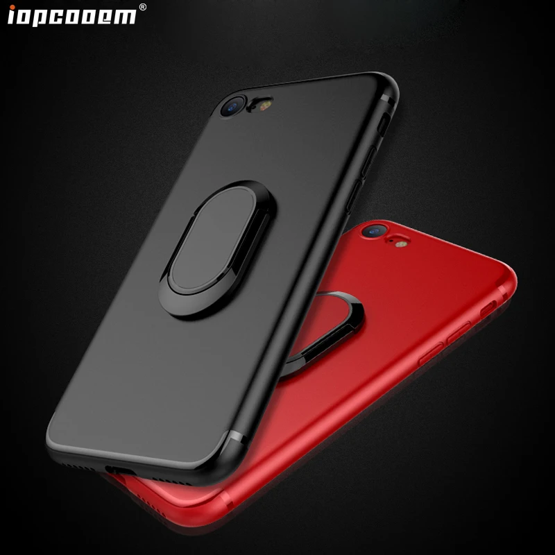 For Apple iphone 7 case 7+ Shell business TPU anti-drop belt bracket ring absorbs the back phone Cover Plus Coque | Мобильные