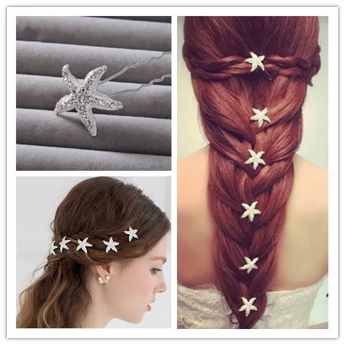 

Crystal Starfish Hair Pins Fashion Rhinestone Brides Tiara Hair Clip Comb Hair Styling Tool Bridesmaid Hair Jewelry Accessories