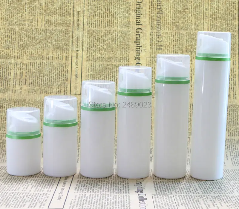 Airless Pump Bottle Transparent Cap Green Edge Makeup  Lotion Serum Liquid Foundation Empty Cosmetic Containers 10pcs/Lot