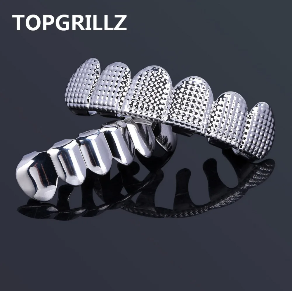 TOPGRILLZ Новое поступление золотистый и серебристый цвет хип хоп рок гриль для зубов