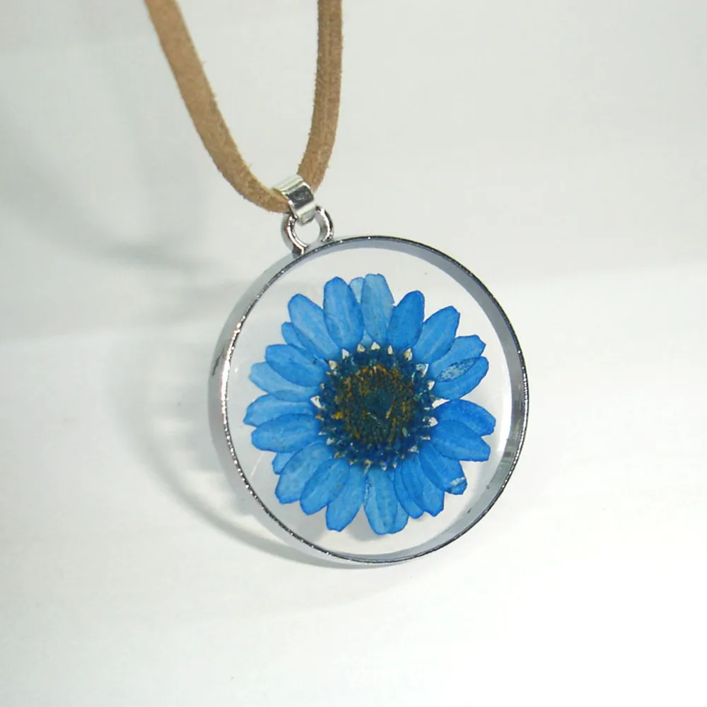 Resin Dried Flower Pendant Necklace For Women Natural Short Accessories | Pendants