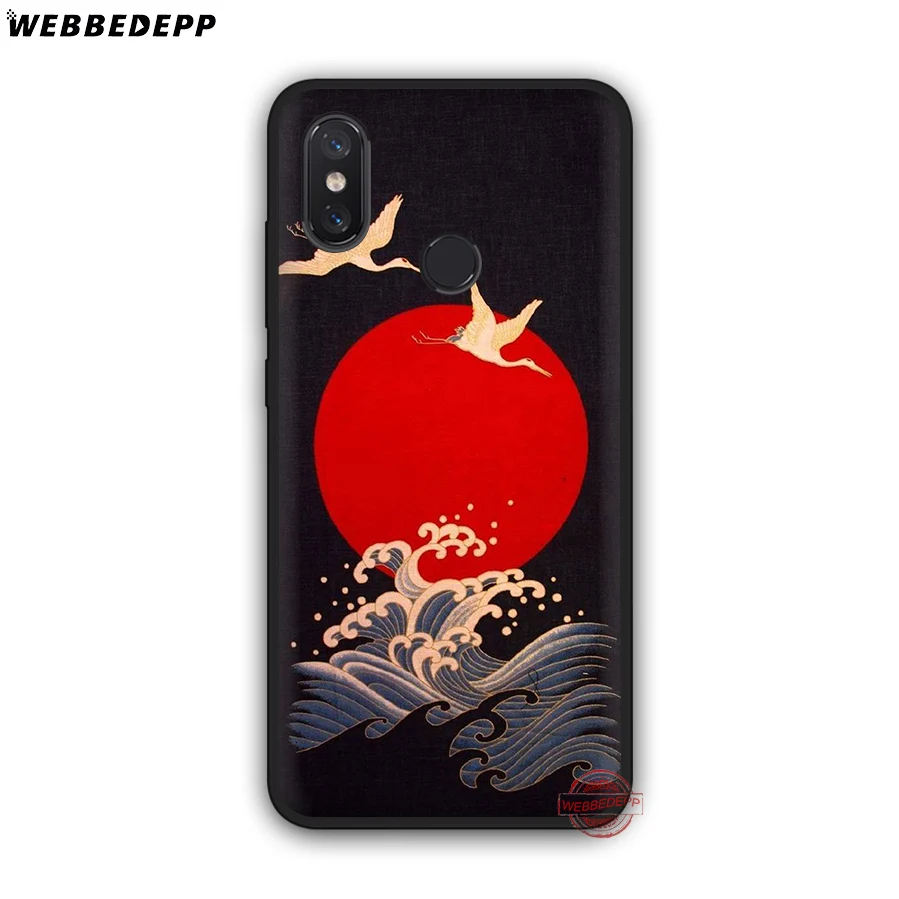Мягкий силиконовый чехол WEBBEDEPP Wave Art Japanese Green Illust для Xiaomi Mi 6 8 9 SE MAX 3 A1 A2 Lite F1 |