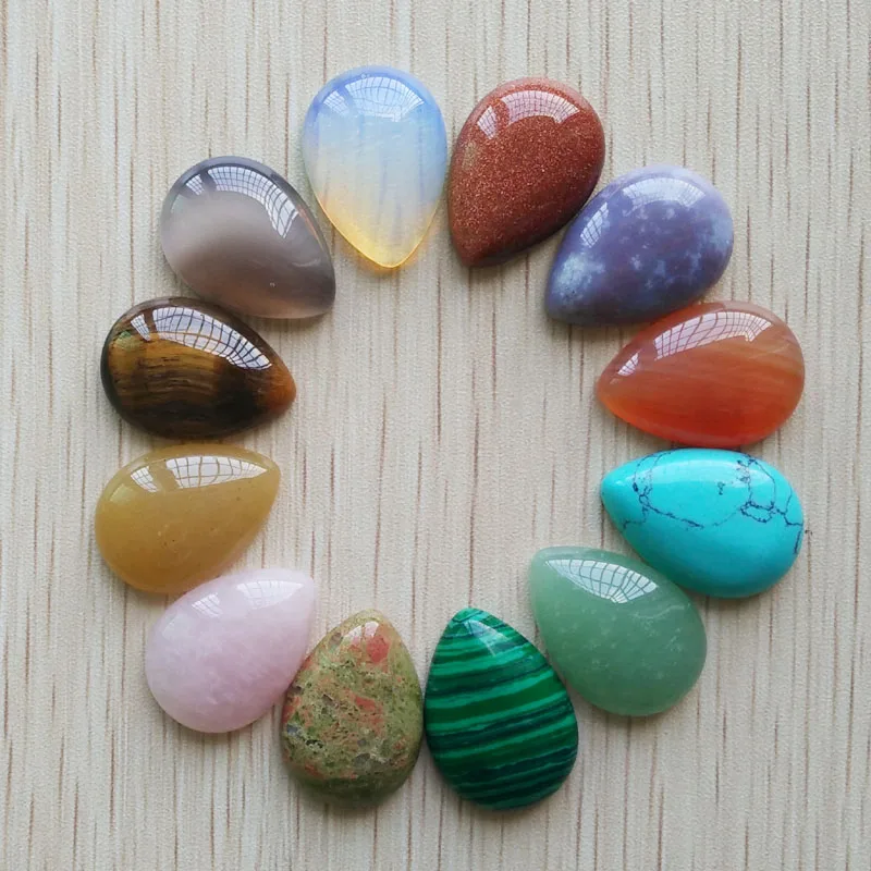 Free shipping 12pcs/lot Wholesale 25x18mm assorted natural stone teardrop CAB CABOCHON beads for DIY jewelry accessories making