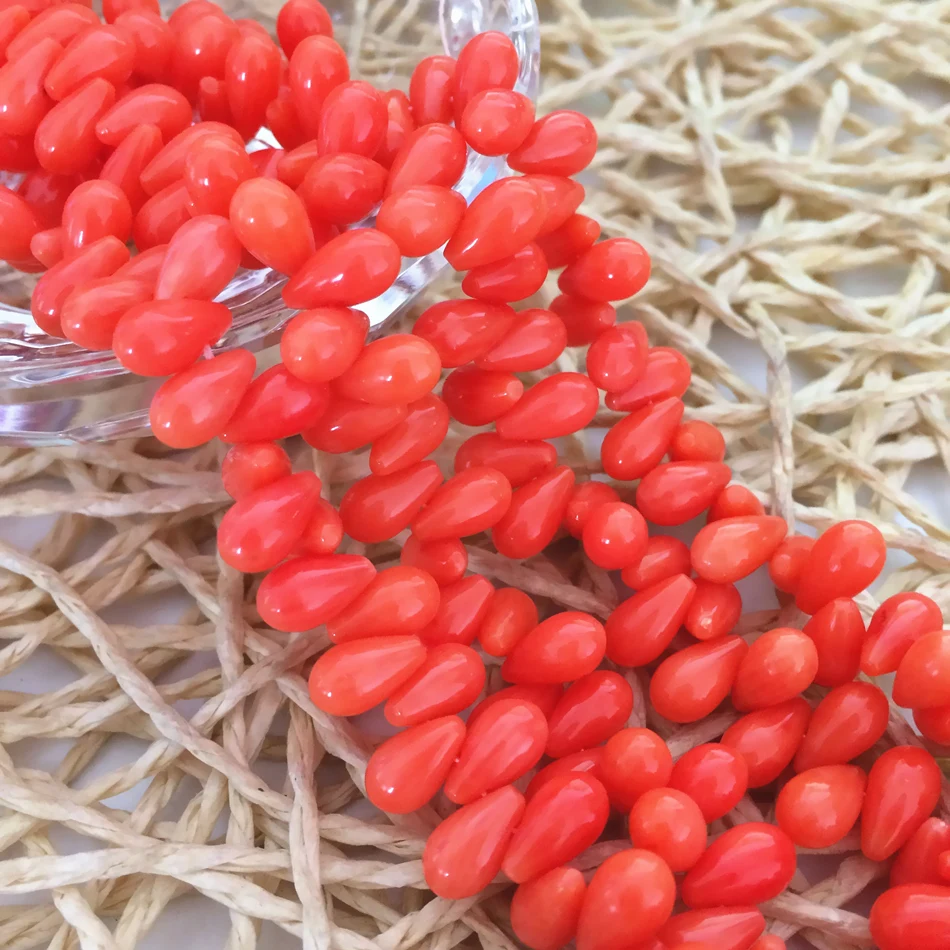 Reddish orange coral 5*10mm horizontal hole rice barrel shape free shipping wholesale price women diy loose beads 15inch B659 | Украшения и