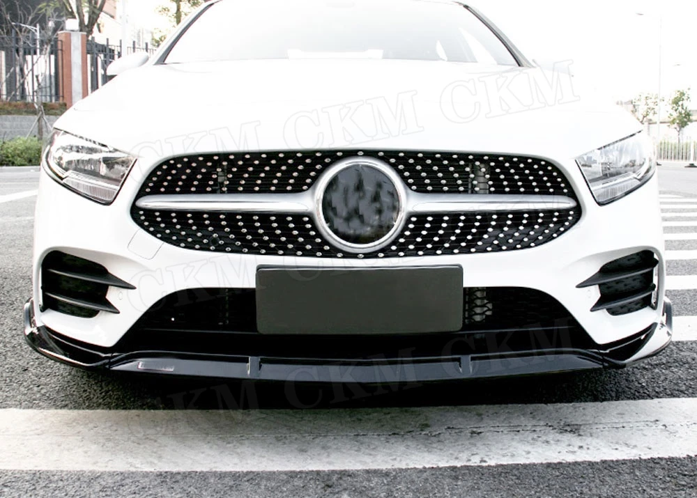 Для W176 ABS черный Передний спойлер сплиттер для Mercedes Benz A класс W176 A200 спортивные 3 шт./компл. головы бампера подбородка