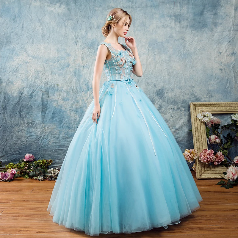 Синие пышные платья элегантные фатиновые с кружевом Vestidos De Debutantes Para