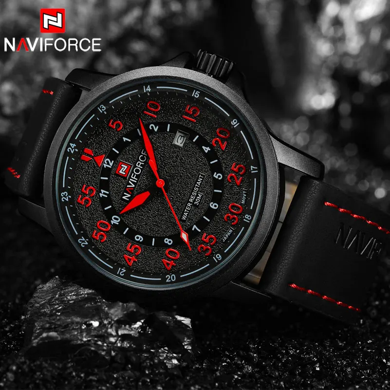 Часы наручные NAVIFORCE Мужские кварцевые спортивные водонепроницаемые аналоговые с