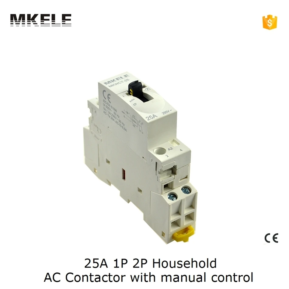 2P 2NO Din Rail Ac контактор для дома 24V 25A с ручным управлением|ac contactor|contactor 24vcontactor ac |