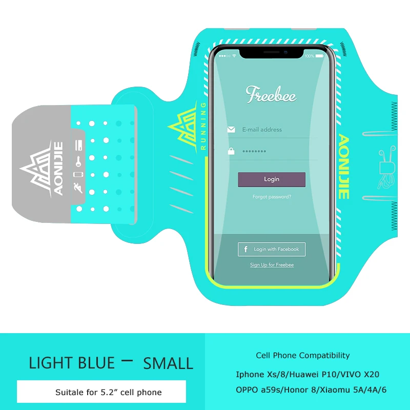 Light Blue S Size AONIJIE нарукавная сумка для мобильного телефона, нарукавная Повязка для занятий спортом, бега, водонепроницаемый чехол для бега, держатель для фитнеса, тренажерного зала A892S - Цвет: Light Blue S Size