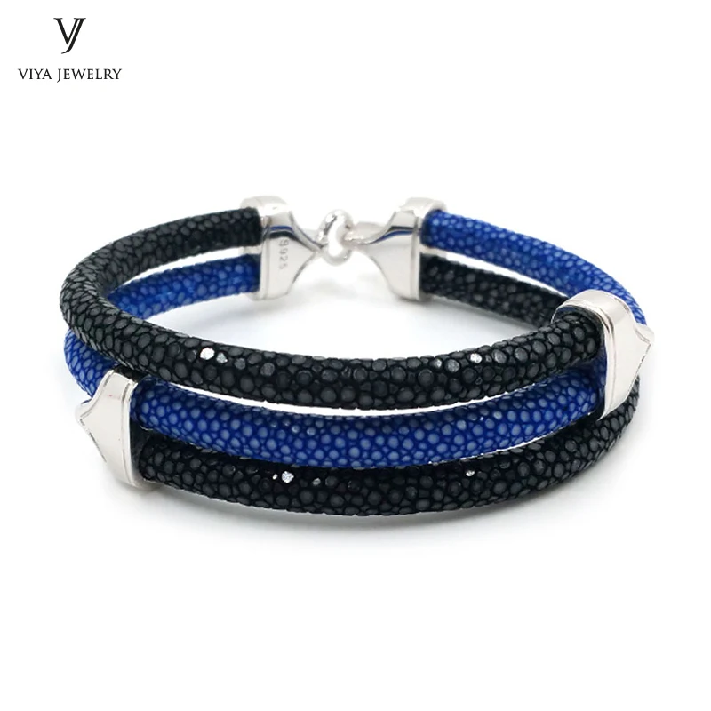 Браслет мужской из серебра 925 пробы с подарочной коробкой 3 цвета|bracelets for|stingray leather
