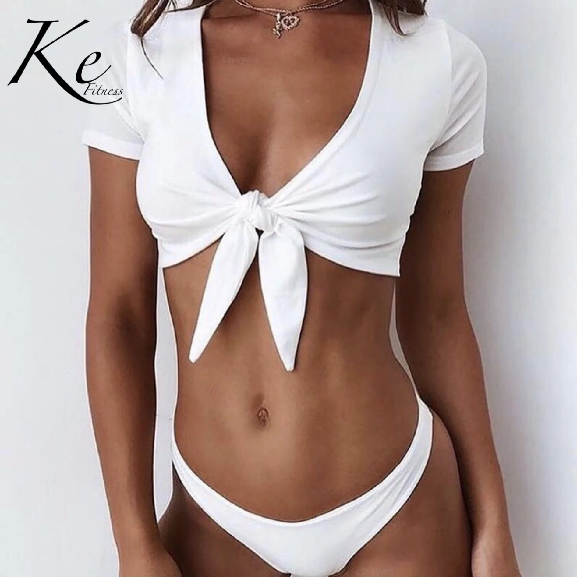 

KE swimwear woman bikini push up white 2 pieces laced brazilian style swimsuit women new summer 2019 trend bathing