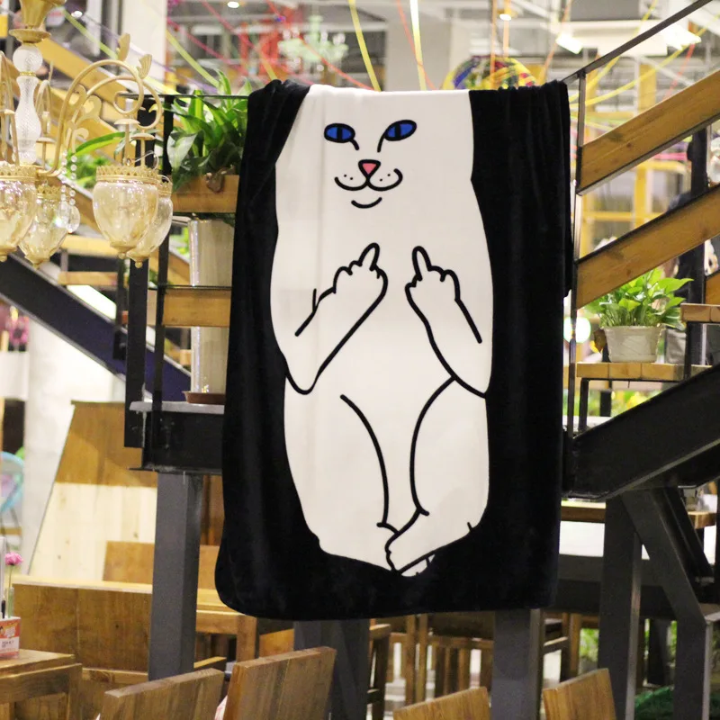 150*200 см знаменитое Ripndip Lord Nermal одеяло из мягкого флиса черного и белого цвета