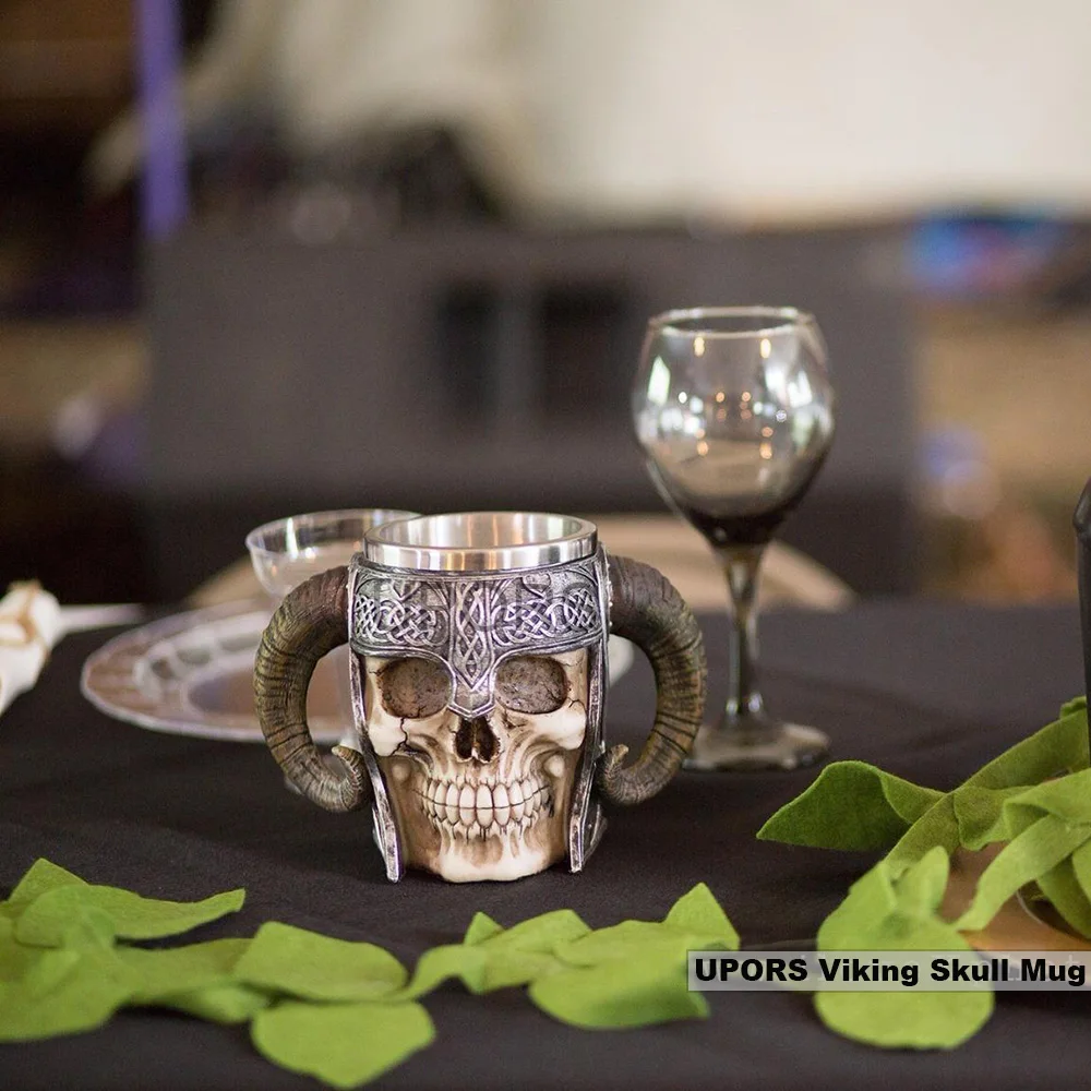 Кружка с черепами UPORS Viking из нержавеющей стали 304 кружки рожком лорда воина кружка