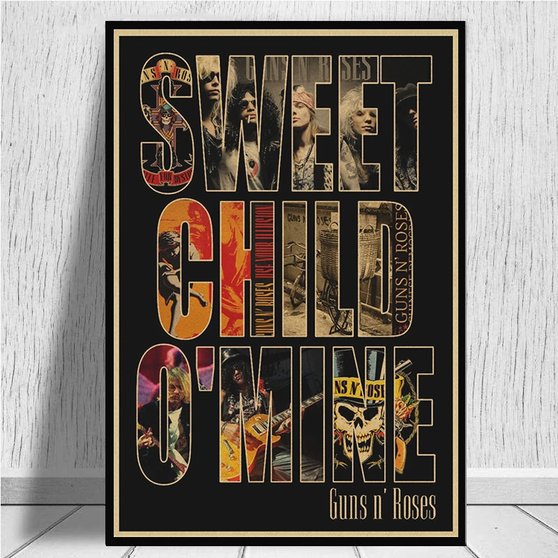 Guns N Roses рок-музыка плакаты винтажный плакат на стену стикер домашний декор крафт-бумага постер для бара/кафе