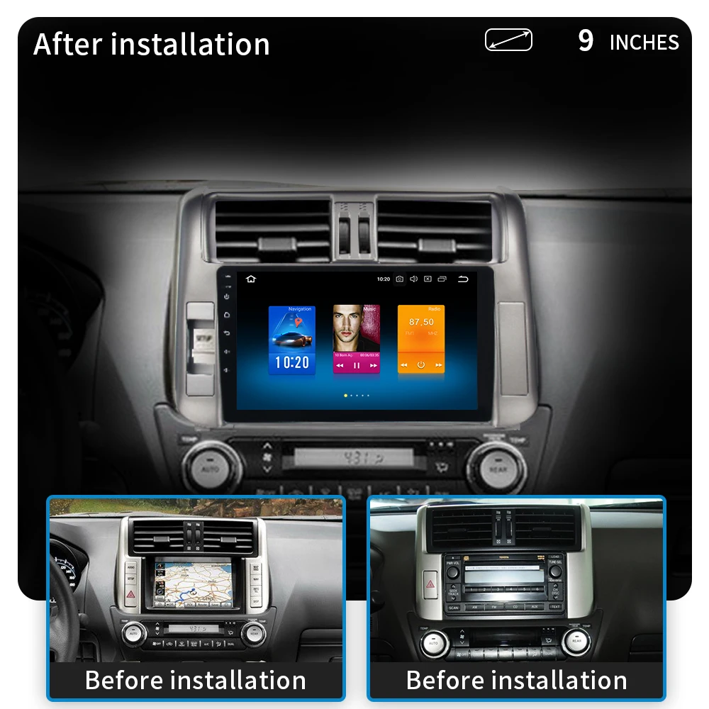 Dasaita Android 9,0 автомобиль радио для Toyota Prado 150 2010 2011 2012 2013 gps мультимедийный плеер с " Сенсорный экран Поддержка JBL усилитель