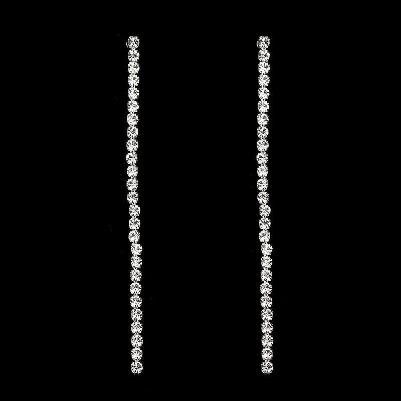 style 2--6.5cm TREAZY, Длинные свадебные Висячие Серьги серебряного цвета с кристаллами для женщин, стразы, кисточки, висячие серьги, подарки для невесты, вечерние ювелирные изделия - Окраска металла: style 2--6.5cm
