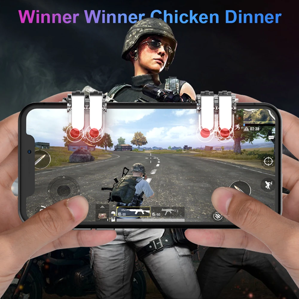 2шт 6 пальцев телефон геймпад игровой триггер металлическая кнопка пуска PUBG огонь Кнопка Aim ключ L1 R1 шутер контроллер PUBG Aim быстрый