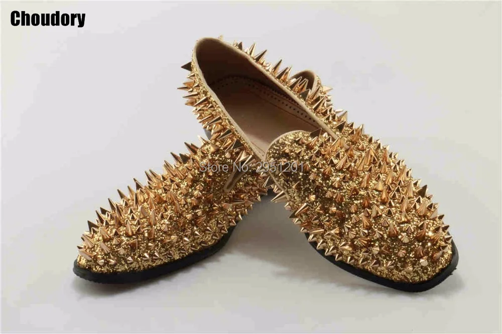 Новинка Фабричные мужские Роскошные блестящие туфли с логотипом Цвет золотой