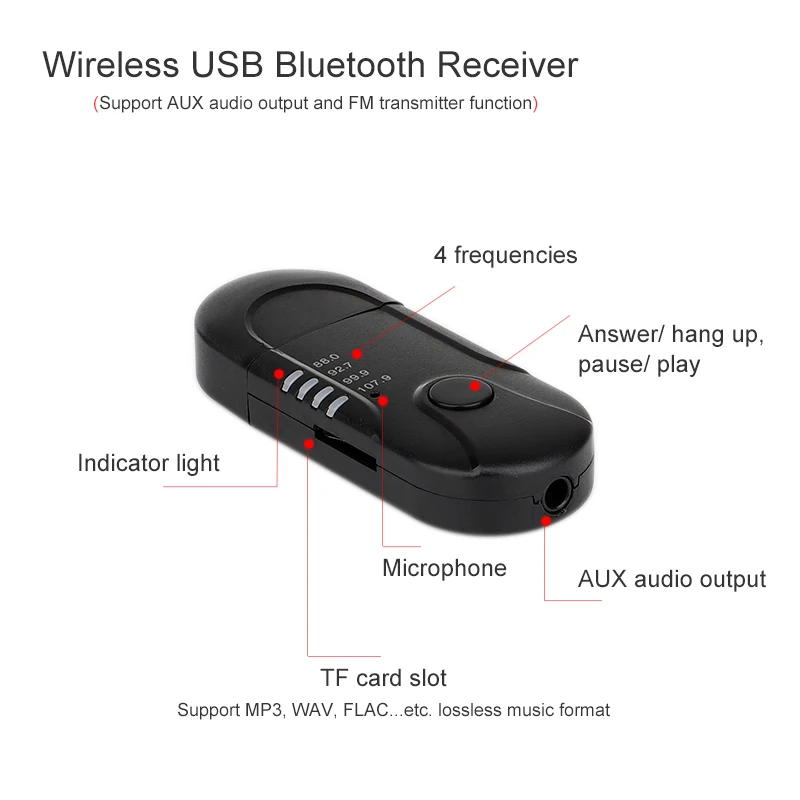 Fdoman автомобильный беспроводной USB Bluetooth приемник адаптер Handsfree Kit Авто fm-передатчик TF карта MP3 плеер Поддержка AUX выход