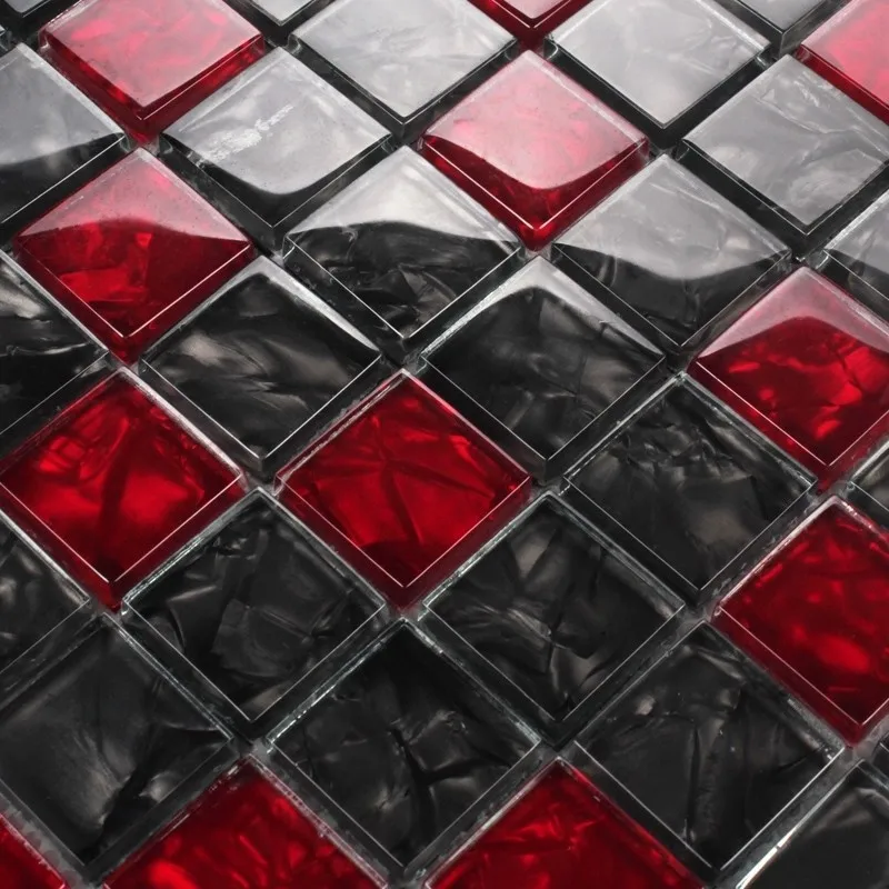Роскошная черно красная стеклянная мозаичная плитка кухонный фон ванная комната