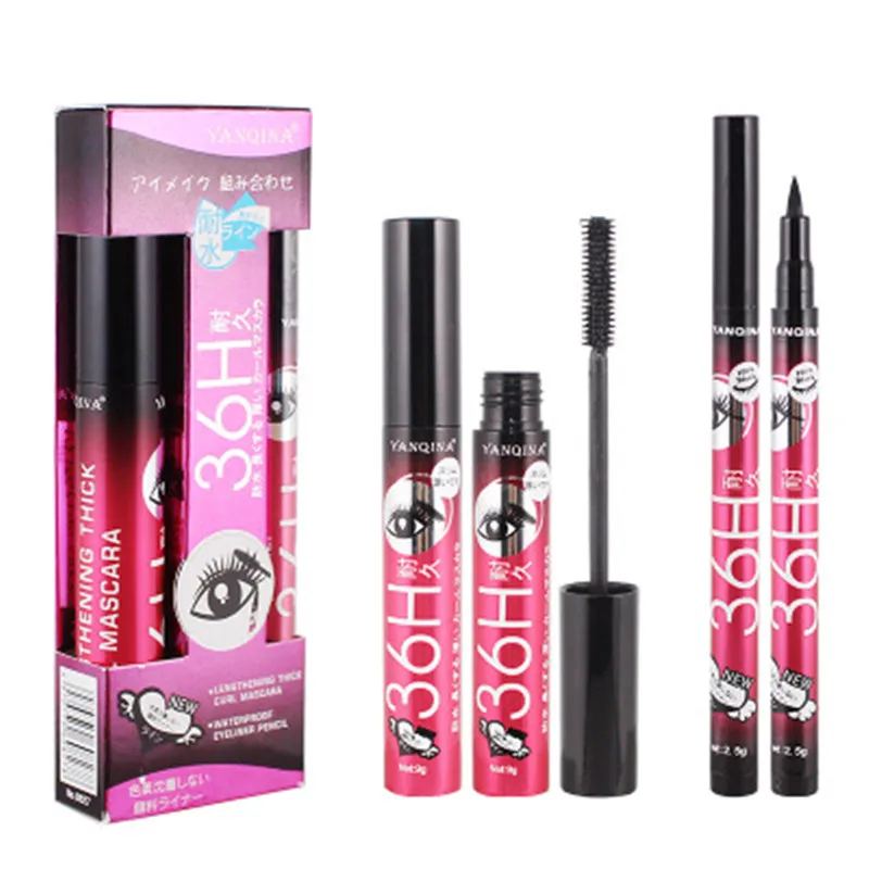 Black Liquid Eyeliner Mascara Pen Make Up Set Long-lasting Waterproof Beauty Eye Makeup ToolsThick Lengthening Lash | Красота и
